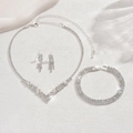Elegant silver bridal jewelry set with sparkling rhinestone necklace earrings and bracelet - Necklace, Earrings & Bracelet Style (774+599 Necklace Earrings Bracelet)