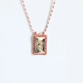 Vintage gold tarot heart pendant with pink crystals on a woven cord necklace - Heart (HSNK23120802D)