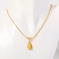 Collana in acciaio al titanio con ciondolo a goccia giallo e catena serpente oro 18K - Novembre (Giallo)