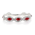 Elegant silver bracelet with marquise-cut red gemstones and sparkling micro-pave crystals - Bracelet (661) / Red