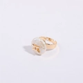 Adjustable gold plated Gemini zodiac ring featuring an irregular white pearl and symbol - Adjustable Open / Gemini