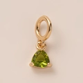 18K vergoldeter Peridot Geburtsstein Anhänger mit grünem Edelstein im Dreieckschliff - August Peridot Dreieck Anhänger Nur (Ohne Kette)