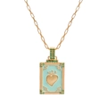 Macro detail of vintage gold tarot pendant with light blue enamel and green gemstones - Sky Blue Green Zirconia (Gold)