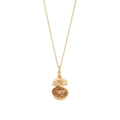 Collar medallón dorado grabado con estrella y un anillo de corazón rosa dentro - Eres Mi Tesoro