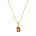 Gold titanium North Star necklace with orange birthstone and crystal star pendant - Necklace / January - Gold