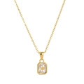Detail of gold North Star pendant with rectangular crystal stone on a thin cable chain - April Style (Gold)