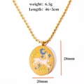 Gouden tarot konijn ketting met blauw emaille maan en ster op verguld roestvrij staal - Gouden Konijn