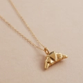 Polished 18K gold croissant pendant necklace with detailed pastry texture for women - Croissant Style (Necklace) (5892431434316)