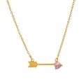 Titanium steel gold necklace with heart pink birthstone arrow pendant for women - October