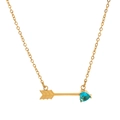 18K gold plated titanium necklace with blue heart birthstone and Cupid's arrow pendant - December