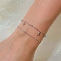 Zweilagiges silbernes Stern-Armband mit funkelnden Zirkon-Anhängern für Damen - Armband / Silber