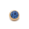 Nahaufnahme eines blauen facettierten Kristalls in Goldfassung für DIY-Schmuck - Dezember Geburtsstein Zubehör