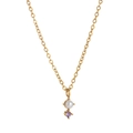 Elegant gold titanium steel necklace featuring a white pearl and purple zircon pendant - February Necklace