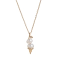 Elegant gold pearl necklace with ice cream cone pendant design and sparkling accents - Double Pearl Stack Cone (Style A) / Gold