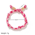 Pulsera tejida rosa y blanca con cuentas doradas y diámetro ajustable de 6cm - Estilo sin Letra / Rosa