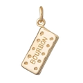 Ciondolo biscotto Bourbon dorato in acciaio inossidabile placcato oro 18K con incisione - Biscotto Bourbon