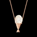 Halskette mit Barockperlen-Eiscreme-Anhänger, 18K vergoldete Tüte und feine Kette - Gold Basis / Gold