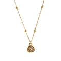 18K gold plated stainless steel necklace with champagne triangle stone and beads - Triangle Champagne Pendant / October Necklace (JFNK251105Q)
