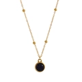 Gold-plated birthstone necklace featuring a deep purple faceted gem and round beads - Round Purple Pendant / June Necklace (JFNK251105Q)