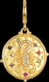 Scorpio zodiac pendant with colorful gemstones and zircon inlay in matte gold finish - Scorpio