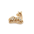 Detail view of golden deer charm pendant with sparkling crystals and hollow design - Deer Charm