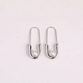 Silver safety pin earrings with natural freshwater pearls for a minimalist look - Silver Earrings
