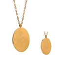 Golden stainless steel oval Rose necklace with June Rose engraving on the back - June Rose