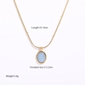 Golden stainless steel water drop necklace with light blue opal stone pendant for women - 41+6cm / Sky Blue