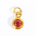 Pendente vintage in oro 18 carati con rosa e pietra preziosa rotonda rossa brillante - Ottobre Rosso Rosa
