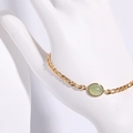 Minimalist 14K gold plated bracelet featuring a light green oval natural stone - Bracelet / Gold-Green