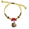 Adjustable yellow woven cotton cord with a gold coffee cup pendant and small rhinestones - Cup Pendant Style / Yellow