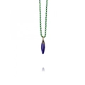 Beaded necklace with green beads and dark purple chili pendant in 18k gold plating - Purple Blue Chili Pendant / Purple Blue
