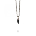 Minimalist vintage beaded necklace featuring dark grey stones and black teardrop pendant - Black