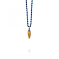 Bohemian style beaded necklace with a yellow chili pendant and vibrant blue beads - Wheat