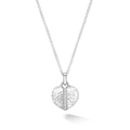 Hammered silver heart pendant necklace with vertical row of sparkling crystals - Hammered Heart (Steel) / Silver Quilted Heart Layered Necklace