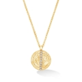 18k gold plated stainless steel necklace with hammered disc pendant and zircons - Hammered Round (Gold) / Golden Round Necklace