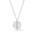 Silver hammered round ball necklace with sparkling zircon band in 18k white gold plating - Hammered Round (Steel) / Steel Color Round Necklace