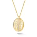 Collier plaqué or 18 carats avec pendentif ovale, texture martelée et cristaux blancs - Collier Ovale Doré