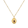 18k gold plated stainless steel necklace with red garnet birthstone pendant - January Garnet Red