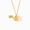 Gold envelope pendant necklace with pull-out engraved message card in polished finish - Mom Poem Insert - Gold