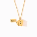 Gold envelope pendant necklace with engraved inspirational card insert and thin link chain - Don't Do Stupid Shit Insert - Gold