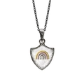 Collier avec pendentif bouclier noir, motif arc-en-ciel et pierre précieuse claire - Collier Arc-en-ciel - Couleur Acier