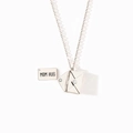 Zilveren envelop ketting met metalen inleg en MOM HUG gravure voor moeders - MOM HUG Inzetstuk - Zilver