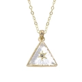 Dreieckiger Glashalsketten-Anhänger mit Goldrand und Hexagramm-Stern an O-Kette - Dreieck Hexagramm Halskette - Gold