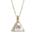 Goldkette mit dreieckigem klarem Anhänger und einem farbenfrohen Regenbogen-Motiv - Dreieck Regenbogen Halskette - Gold