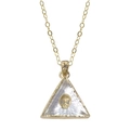 Goldkette mit dreieckigem Kristallanhänger und kleinem goldenem Totenkopf im Inneren - Dreieck Totenkopf Halskette - Gold
