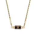 Gold-plated tarot necklace with colorful braided cord and black enamel star pendant - Star Necklace