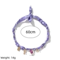 60cm purple paisley bead necklace with lucky golden charms like heart lock and horseshoe - Dice - Purple