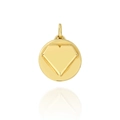 Pendente rotondo in oro lucido con un design a cuore 3D in stile minimalista - Collana Medaglione Cuore Liscio Tondo