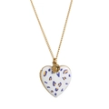 Golden chain necklace featuring a heart-shaped pendant with orange and purple leopard print - Butterfly Floral Heart
